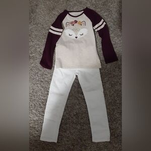 Toddler Girls 5T Outfit - Garanimals Fox Taped L/S Shirt & Old Navy Denim Jeans